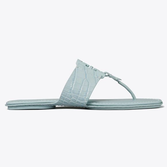 TORY BURCH * $248 * Georgia Northern Blue Soft Croc Embossed Logo Sandal - Picture 5 of 8